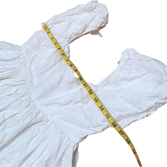 DISSH Danielle White Mini Dress Linen Size 12 Summer Puff Sleeve Flowy Short - Picture 5 of 10